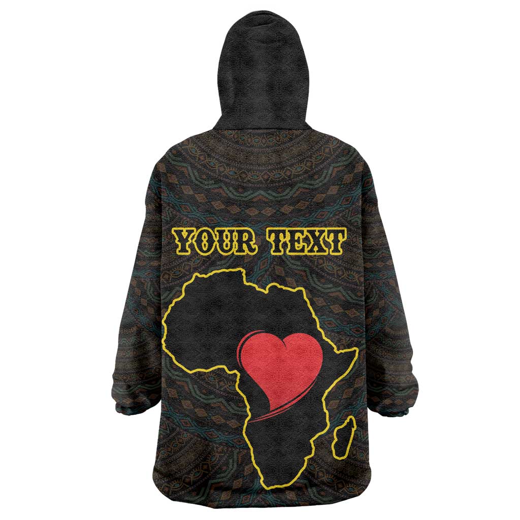 Personalized  African-American Black Love Day Wearable Blanket Hoodie Sankofa Heart - Nya Akoma LT15