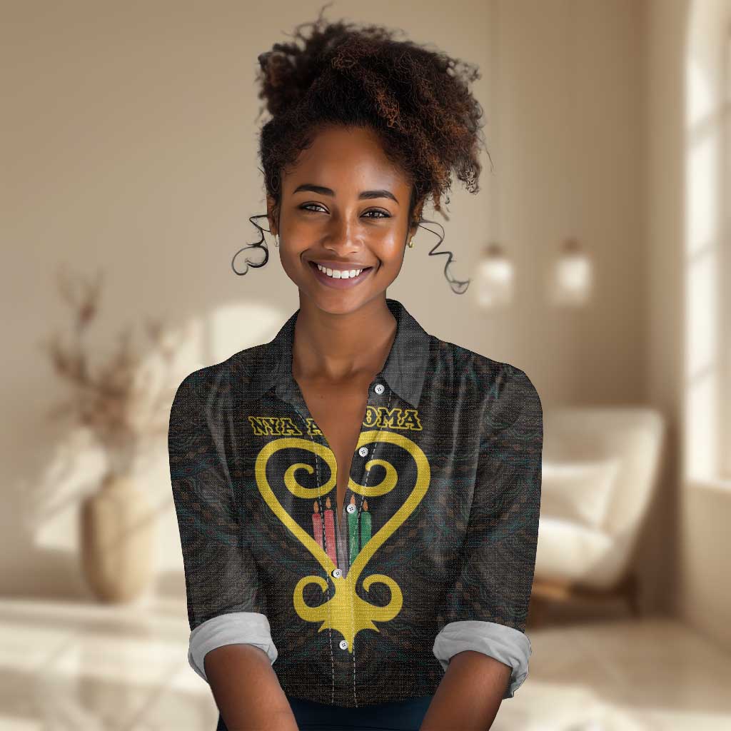 Personalized  African-American Black Love Day Women Casual Shirt Sankofa Heart - Nya Akoma LT15