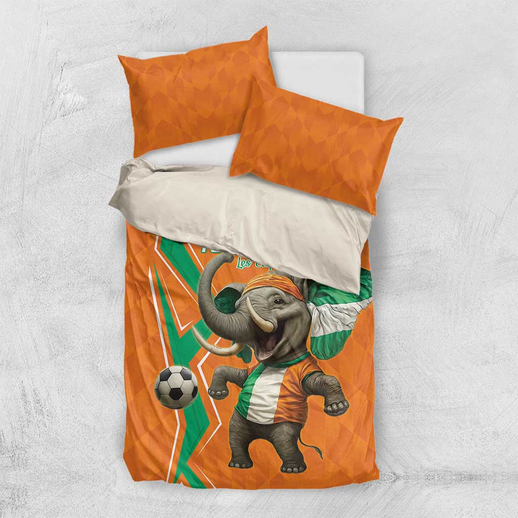 Custom Afro Ivory Coast Football Bedding Set Go Champions LT15