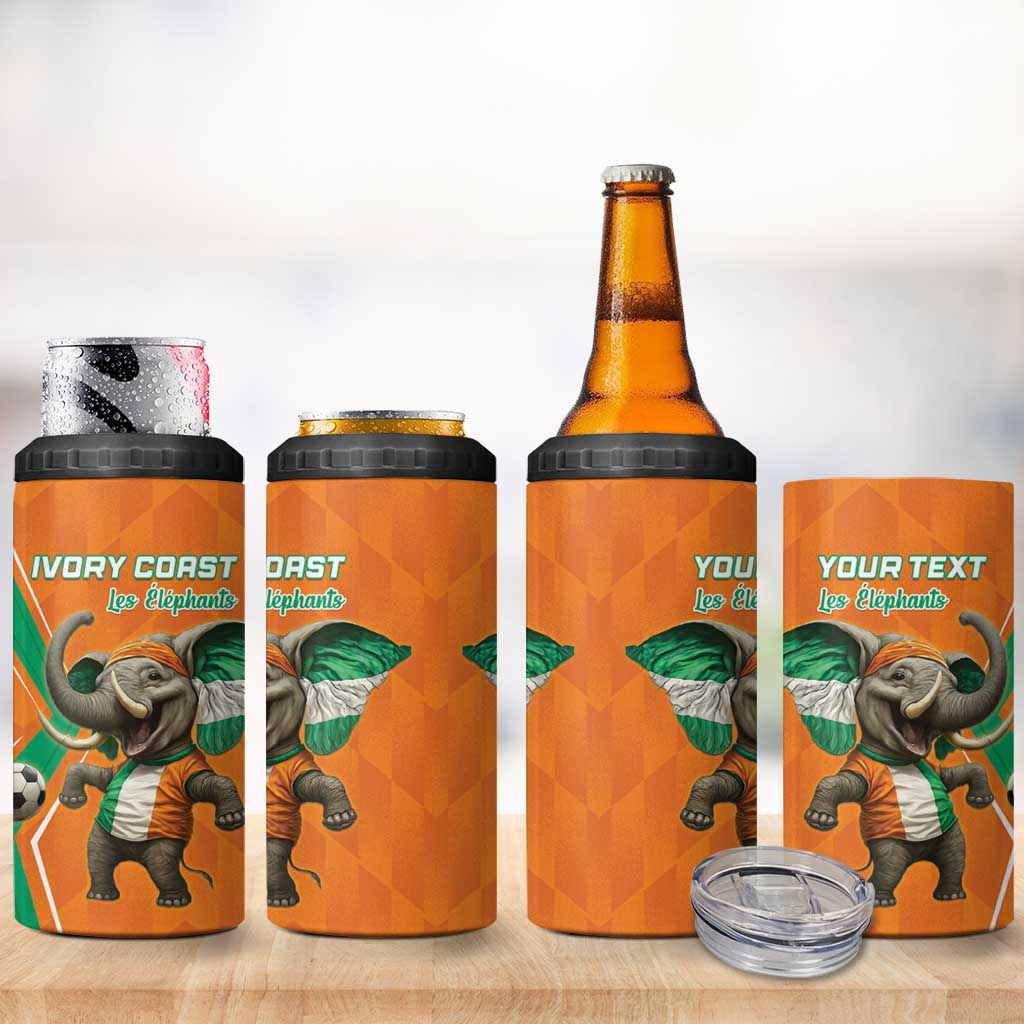 Custom Afro Ivory Coast Football 4 in 1 Can Cooler Tumbler Go Champions LT15