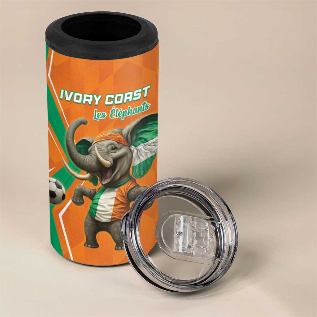 Custom Afro Ivory Coast Football 4 in 1 Can Cooler Tumbler Go Champions LT15