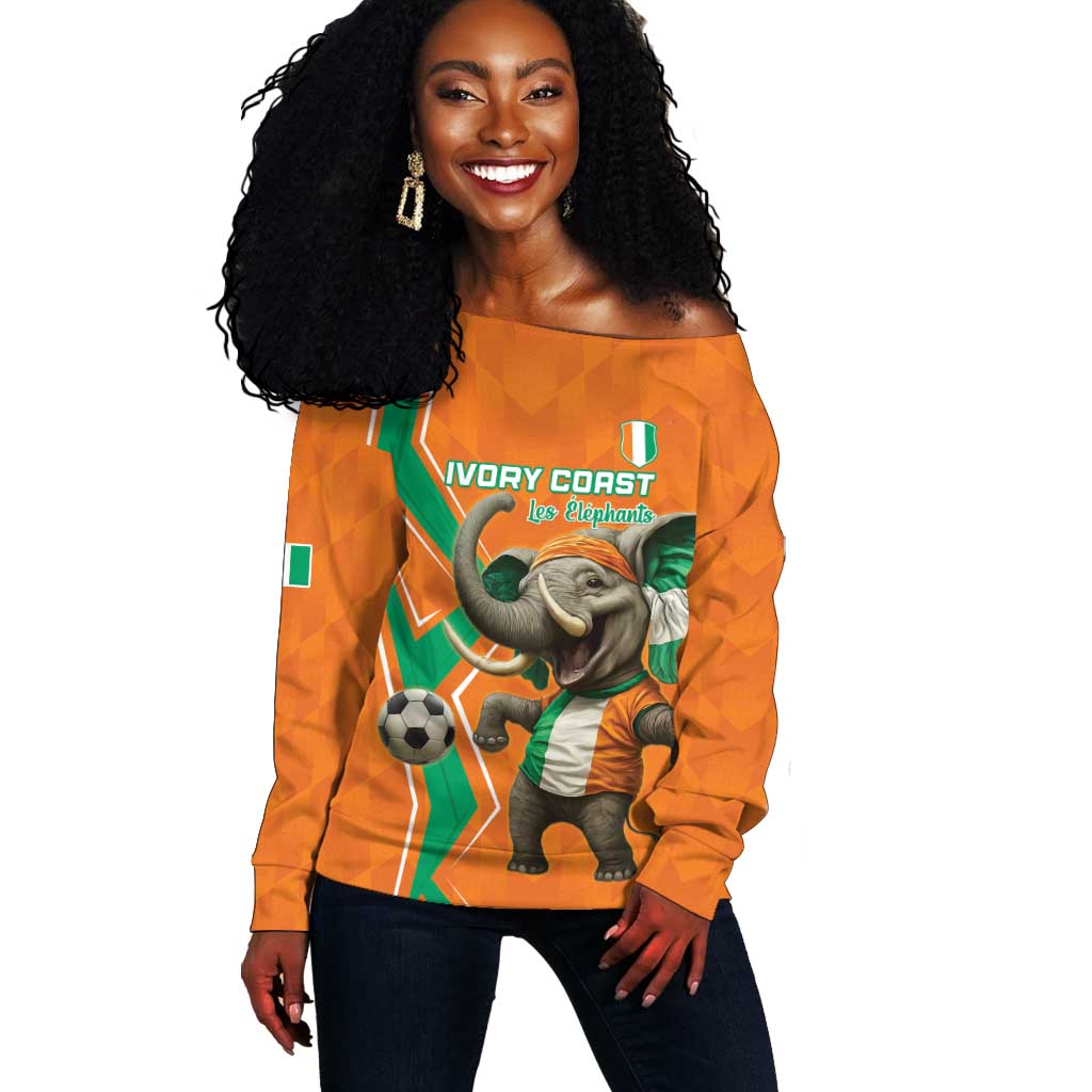 Custom Afro Ivory Coast Football Off Shoulder Sweater Go Champions LT15