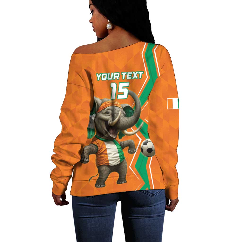 Custom Afro Ivory Coast Football Off Shoulder Sweater Go Champions LT15
