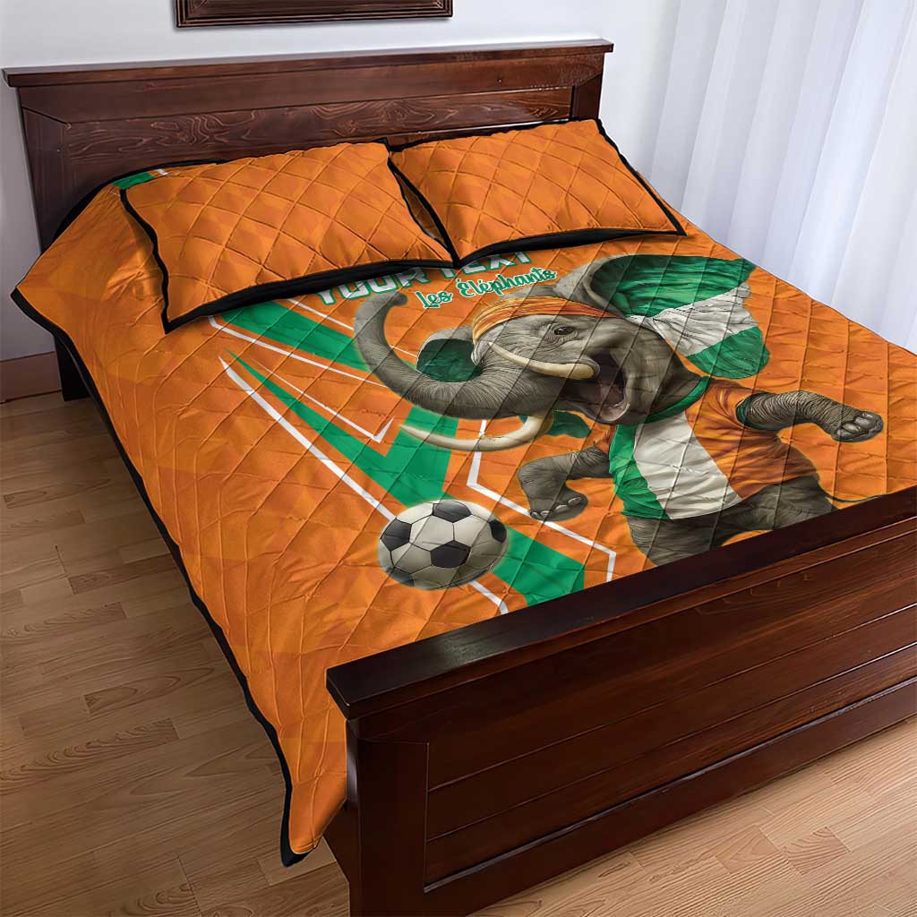Custom Afro Ivory Coast Football Quilt Bed Set Go Champions LT15