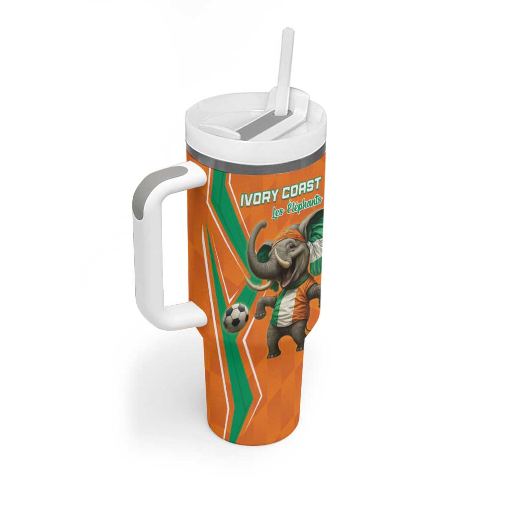 Custom Afro Ivory Coast Football Tumbler With Handle Go Champions LT15