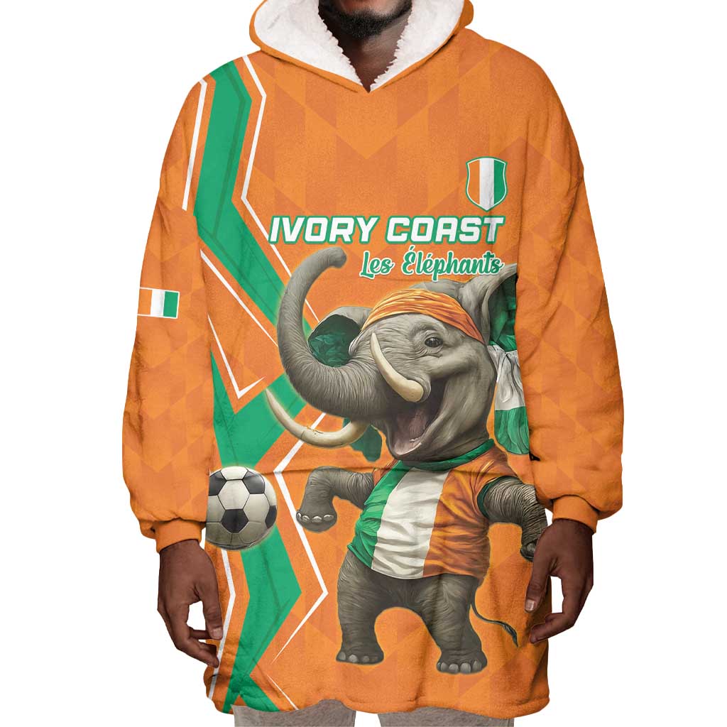 Custom Afro Ivory Coast Football Wearable Blanket Hoodie Go Champions LT15