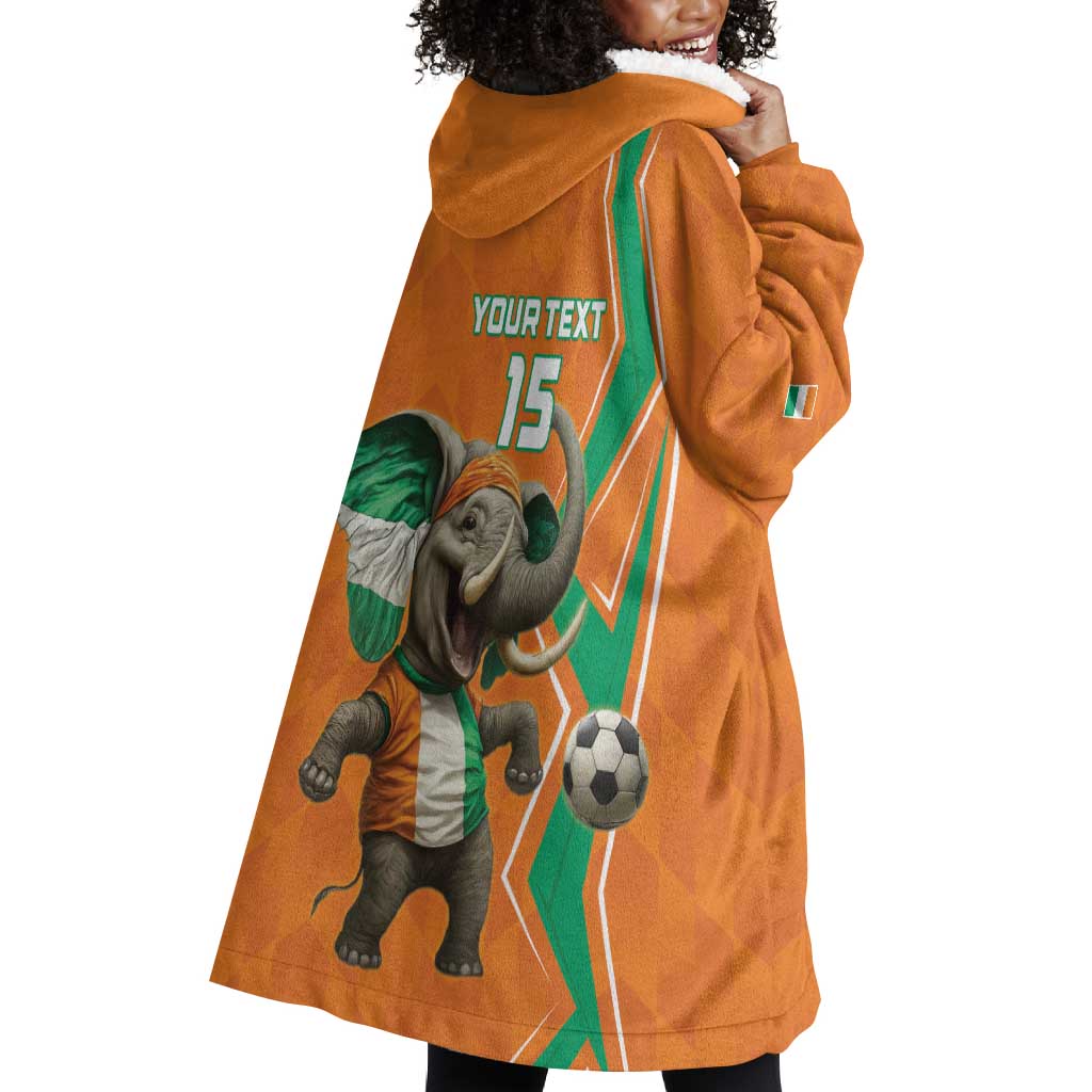 Custom Afro Ivory Coast Football Wearable Blanket Hoodie Go Champions LT15