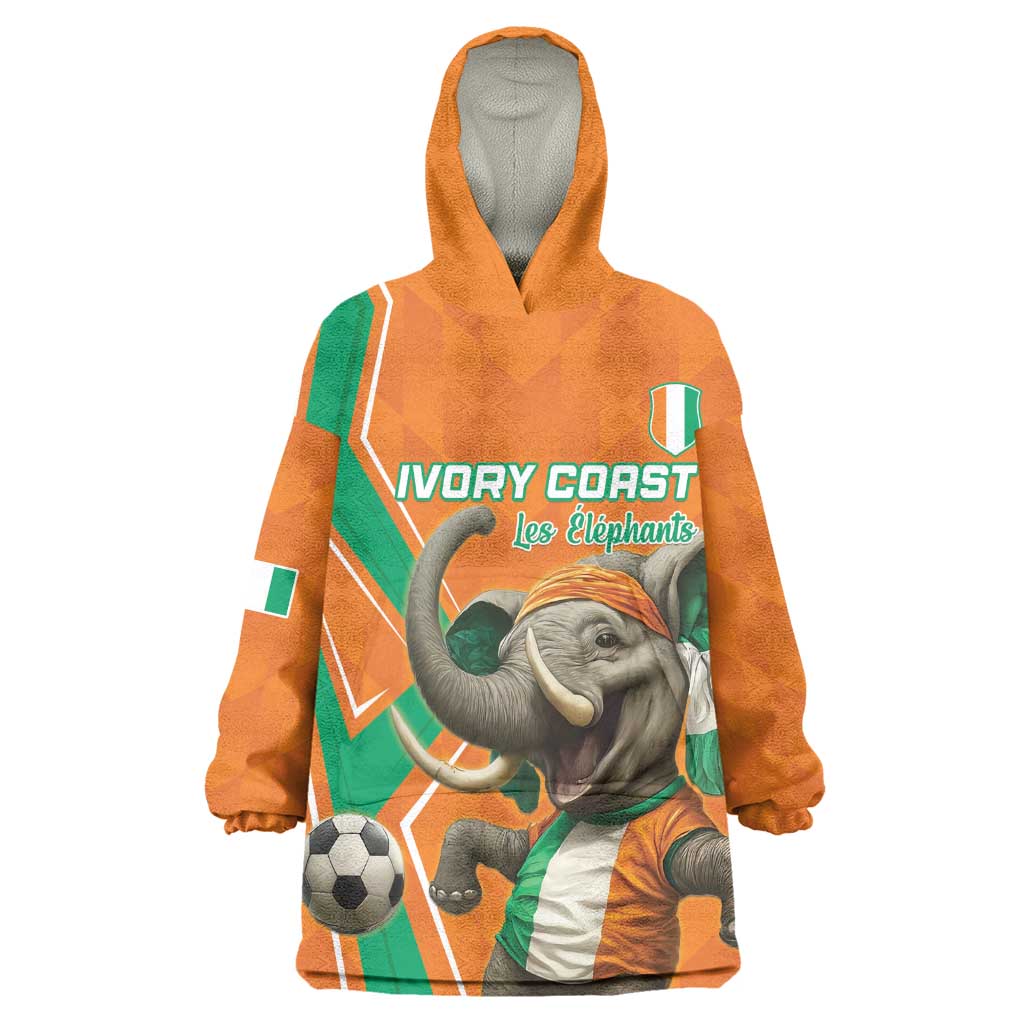 Custom Afro Ivory Coast Football Wearable Blanket Hoodie Go Champions LT15