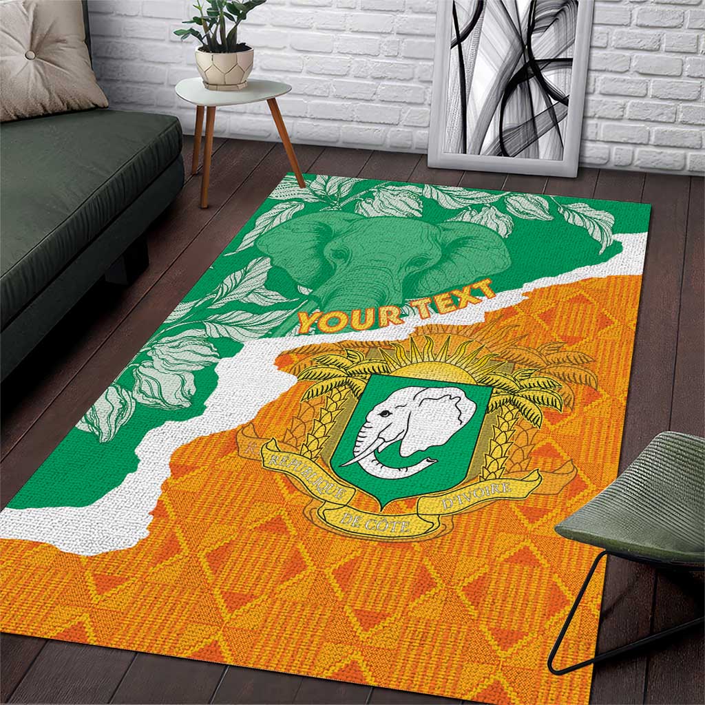 Personalized Afro Ivory Coast Area Rug Coat Of Arms With Kente Pattern LT15