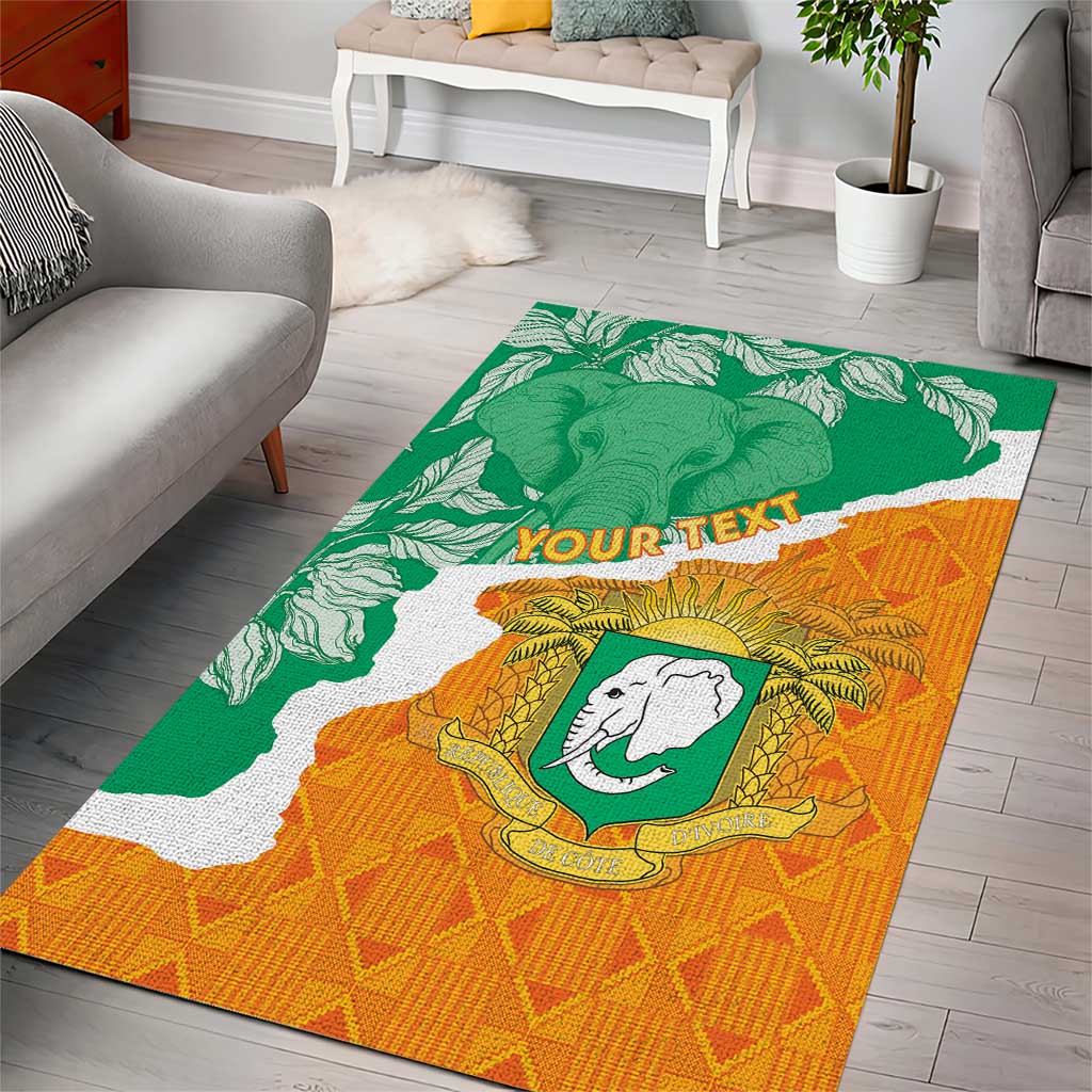 Personalized Afro Ivory Coast Area Rug Coat Of Arms With Kente Pattern LT15