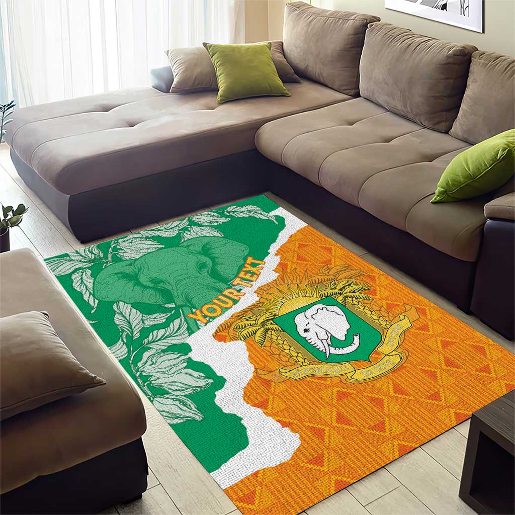 Personalized Afro Ivory Coast Area Rug Coat Of Arms With Kente Pattern LT15