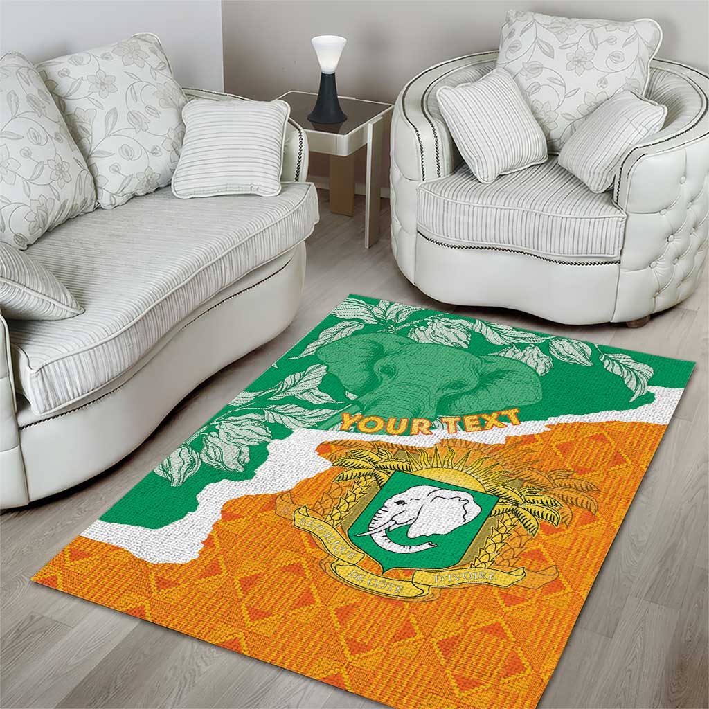 Personalized Afro Ivory Coast Area Rug Coat Of Arms With Kente Pattern LT15