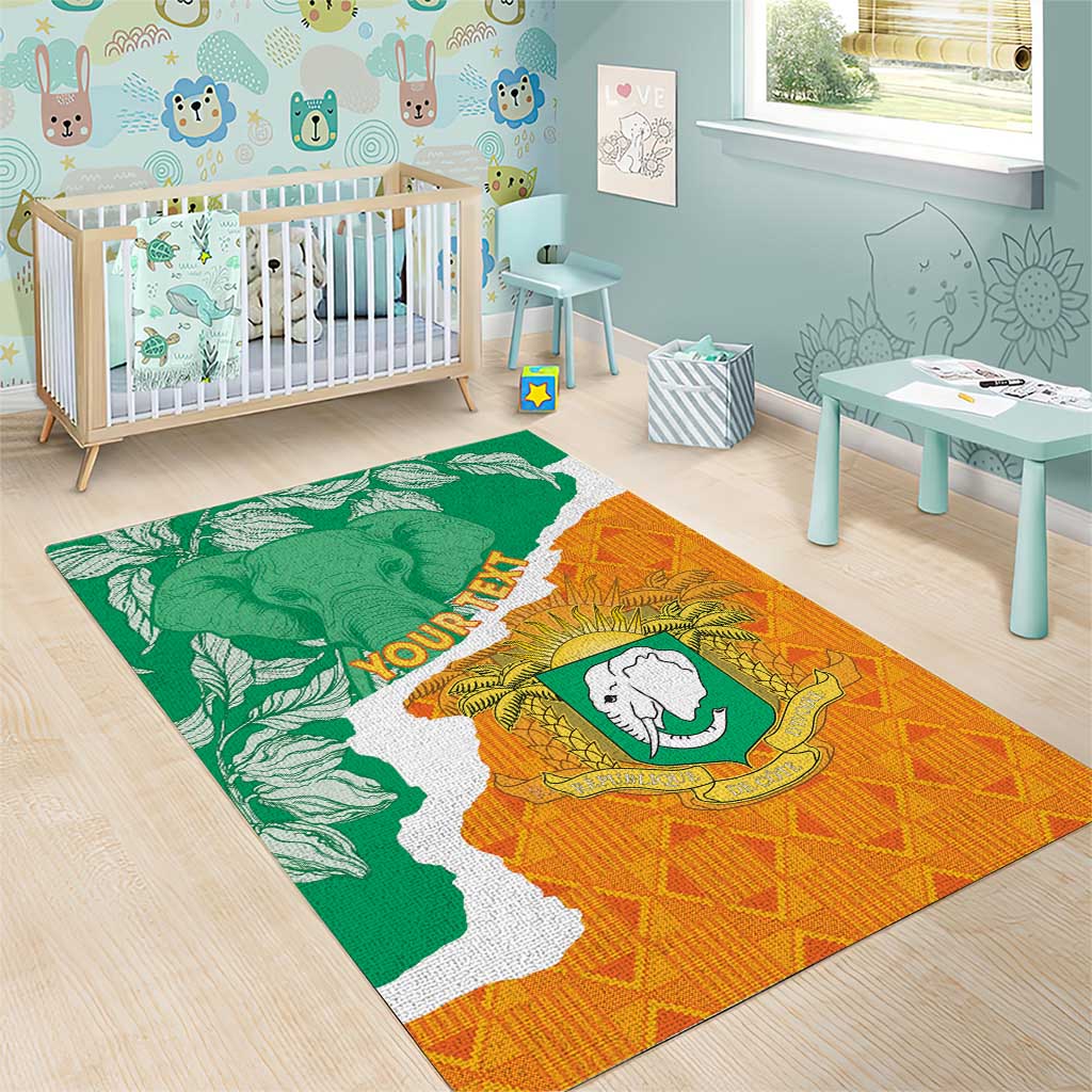 Personalized Afro Ivory Coast Area Rug Coat Of Arms With Kente Pattern LT15