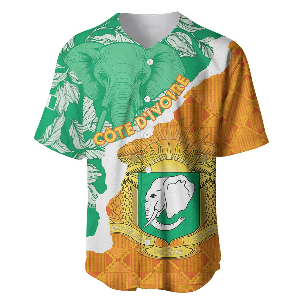 Personalized Afro Ivory Coast Baseball Jersey Coat Of Arms With Kente Pattern LT15