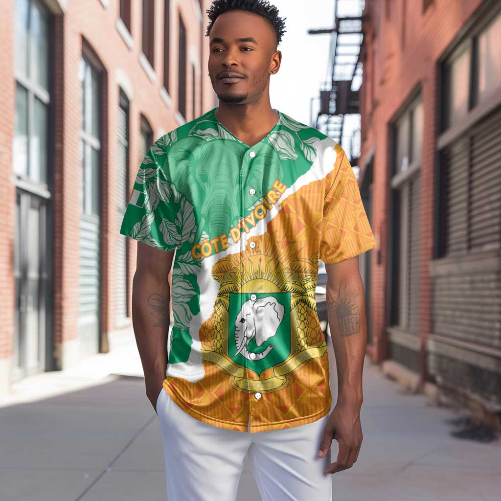 Personalized Afro Ivory Coast Baseball Jersey Coat Of Arms With Kente Pattern LT15