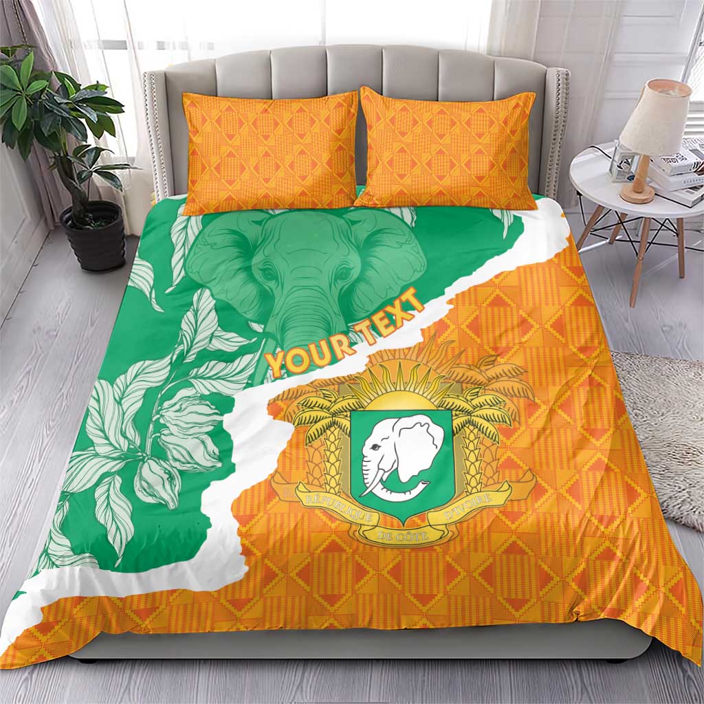 Personalized Afro Ivory Coast Bedding Set Coat Of Arms With Kente Pattern LT15