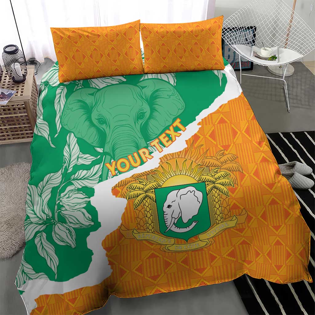 Personalized Afro Ivory Coast Bedding Set Coat Of Arms With Kente Pattern LT15