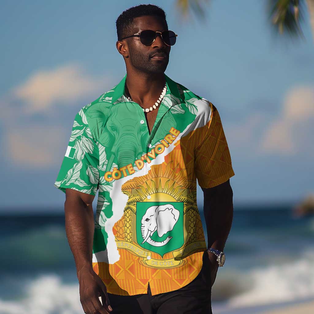 Personalized Afro Ivory Coast Hawaiian Shirt Coat Of Arms With Kente Pattern LT15