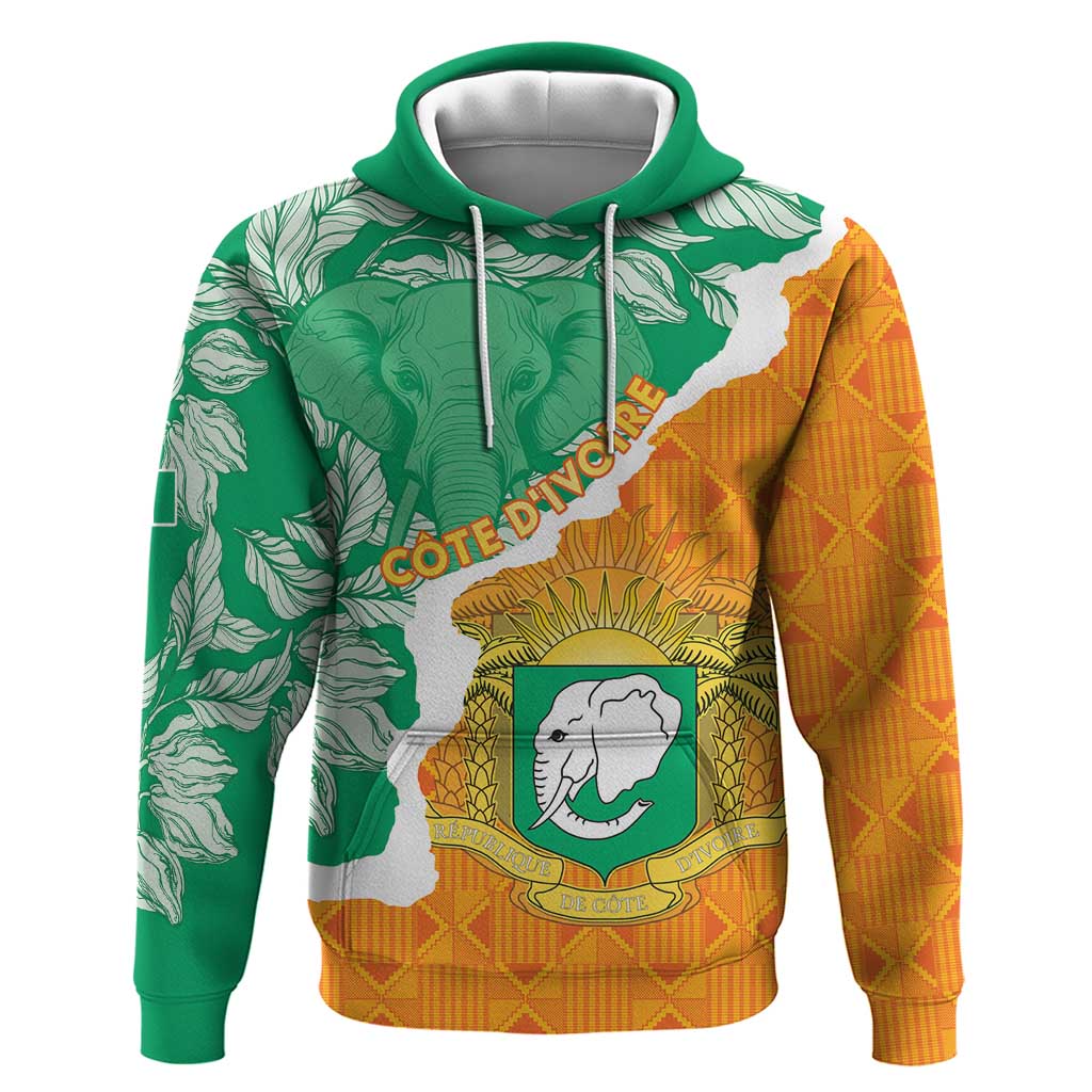 Personalised Ivory Coast Hoodie Elephant With Coat Of Arms LT15