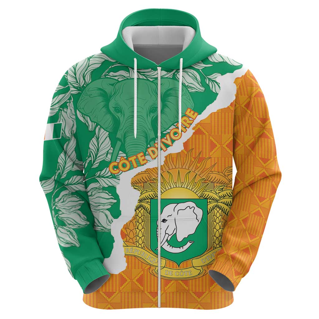 Personalised Ivory Coast Hoodie Elephant With Coat Of Arms LT15