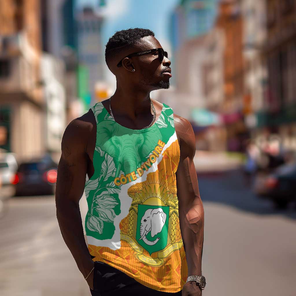 Personalized Afro Ivory Coast Men Tank Top Coat Of Arms With Kente Pattern LT15