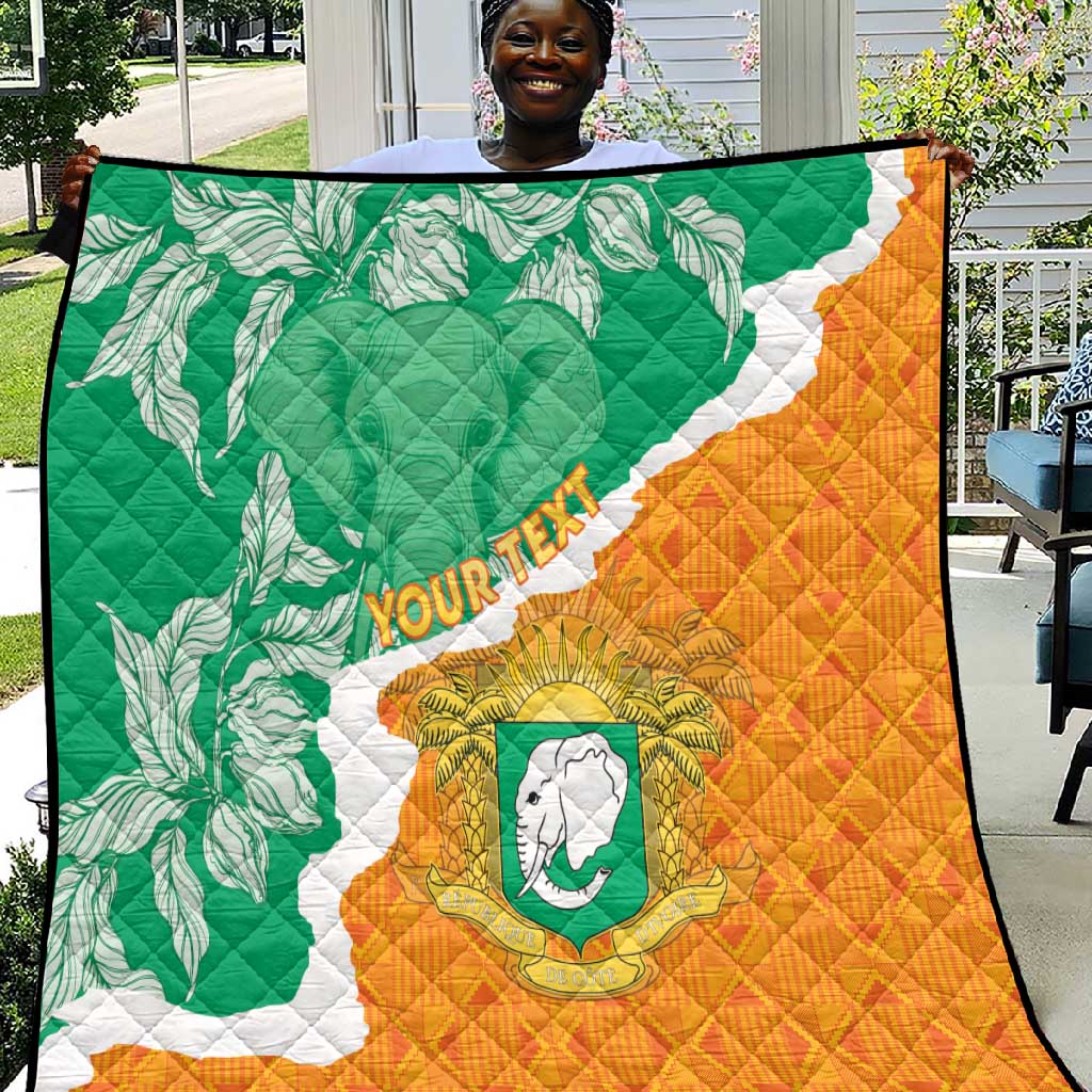 Personalized Afro Ivory Coast Quilt Coat Of Arms With Kente Pattern LT15