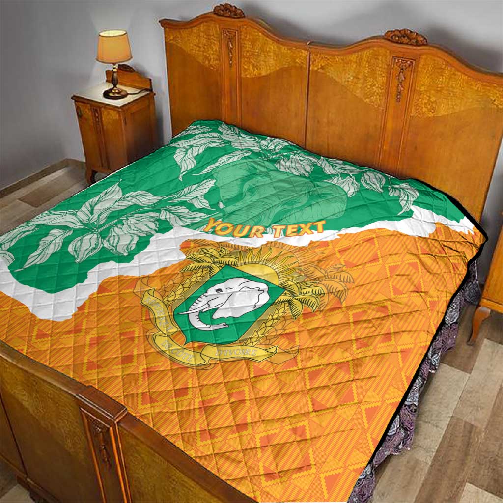 Personalized Afro Ivory Coast Quilt Coat Of Arms With Kente Pattern LT15