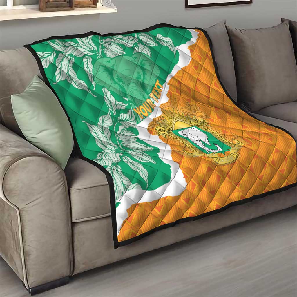 Personalized Afro Ivory Coast Quilt Coat Of Arms With Kente Pattern LT15
