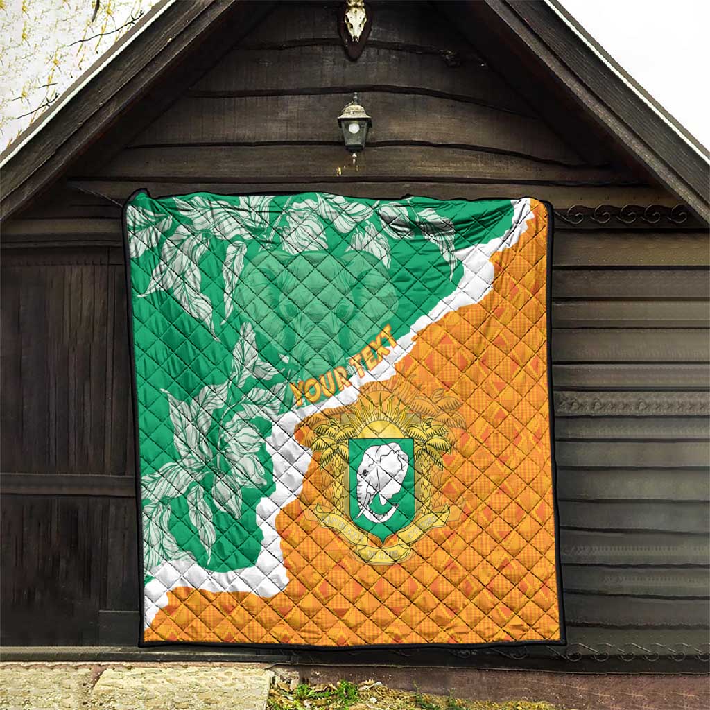 Personalized Afro Ivory Coast Quilt Coat Of Arms With Kente Pattern LT15