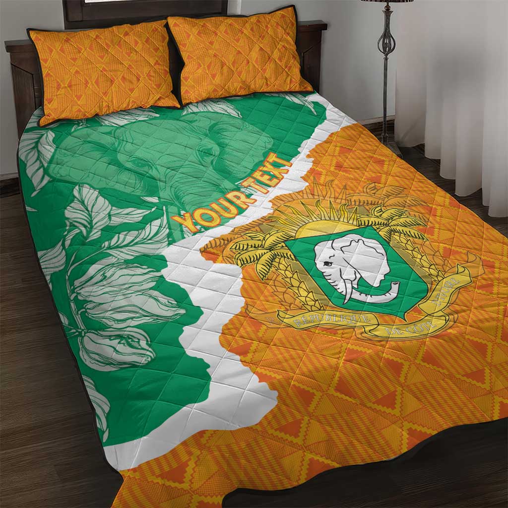 Personalized Afro Ivory Coast Quilt Bed Set Coat Of Arms With Kente Pattern LT15