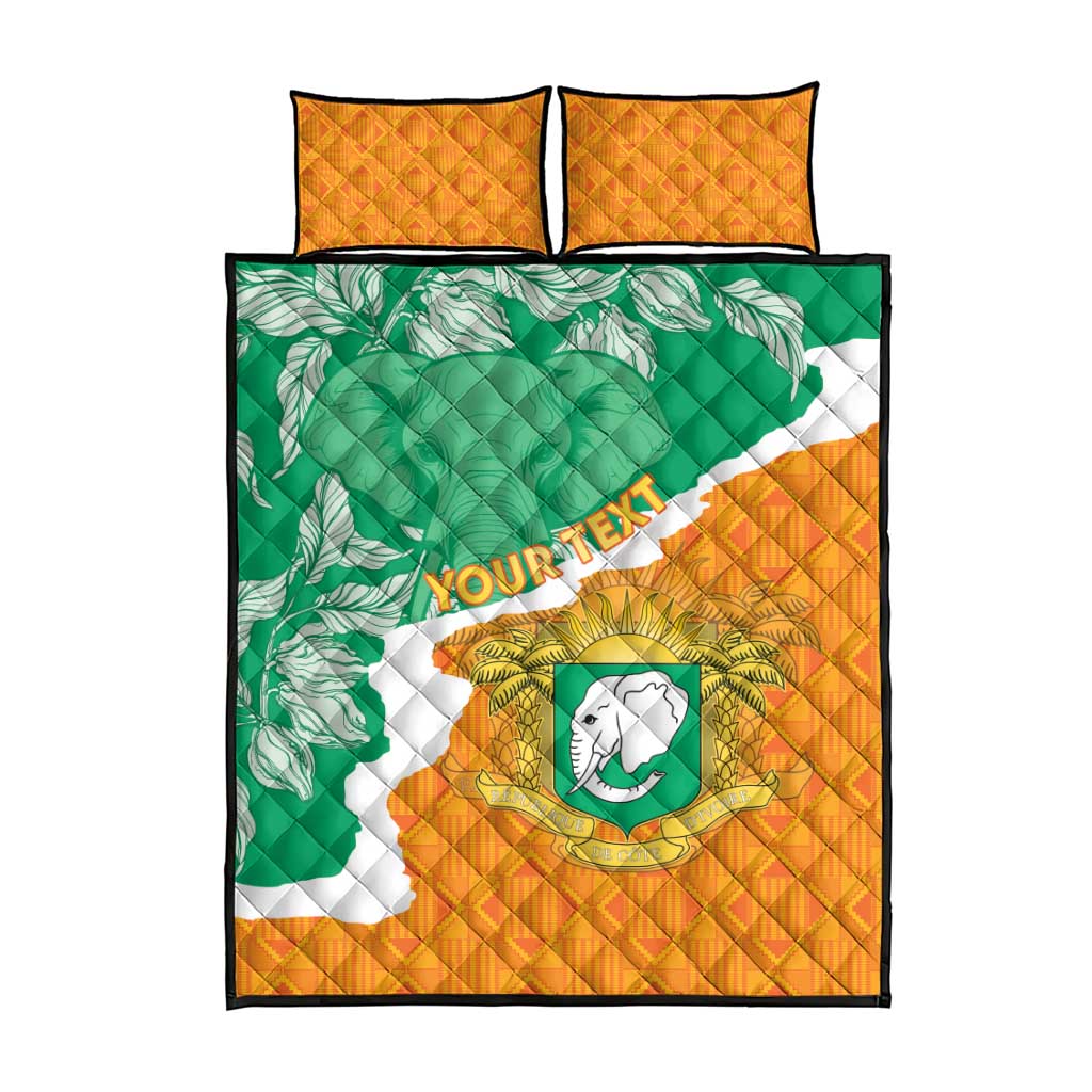 Personalized Afro Ivory Coast Quilt Bed Set Coat Of Arms With Kente Pattern LT15