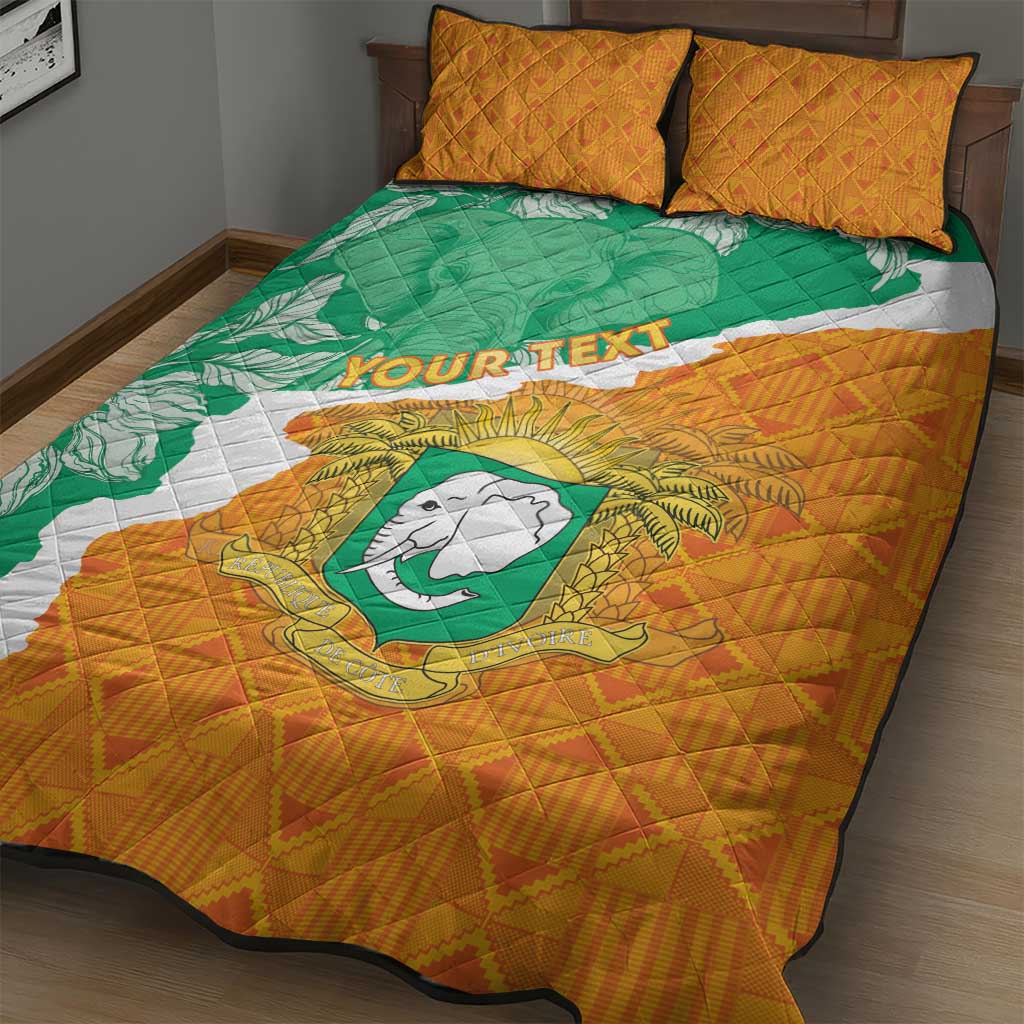 Personalized Afro Ivory Coast Quilt Bed Set Coat Of Arms With Kente Pattern LT15