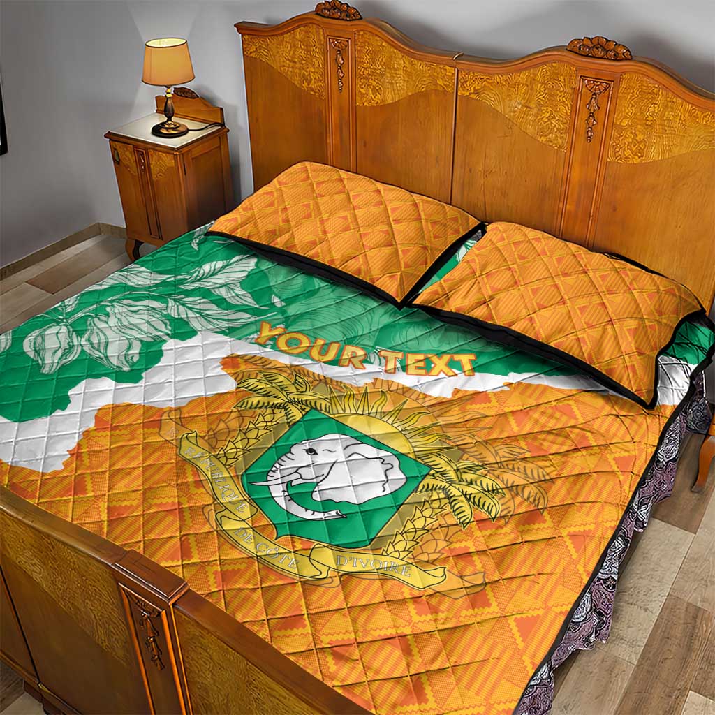Personalized Afro Ivory Coast Quilt Bed Set Coat Of Arms With Kente Pattern LT15