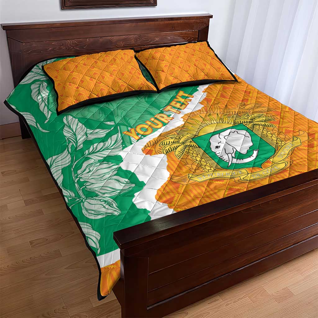 Personalized Afro Ivory Coast Quilt Bed Set Coat Of Arms With Kente Pattern LT15