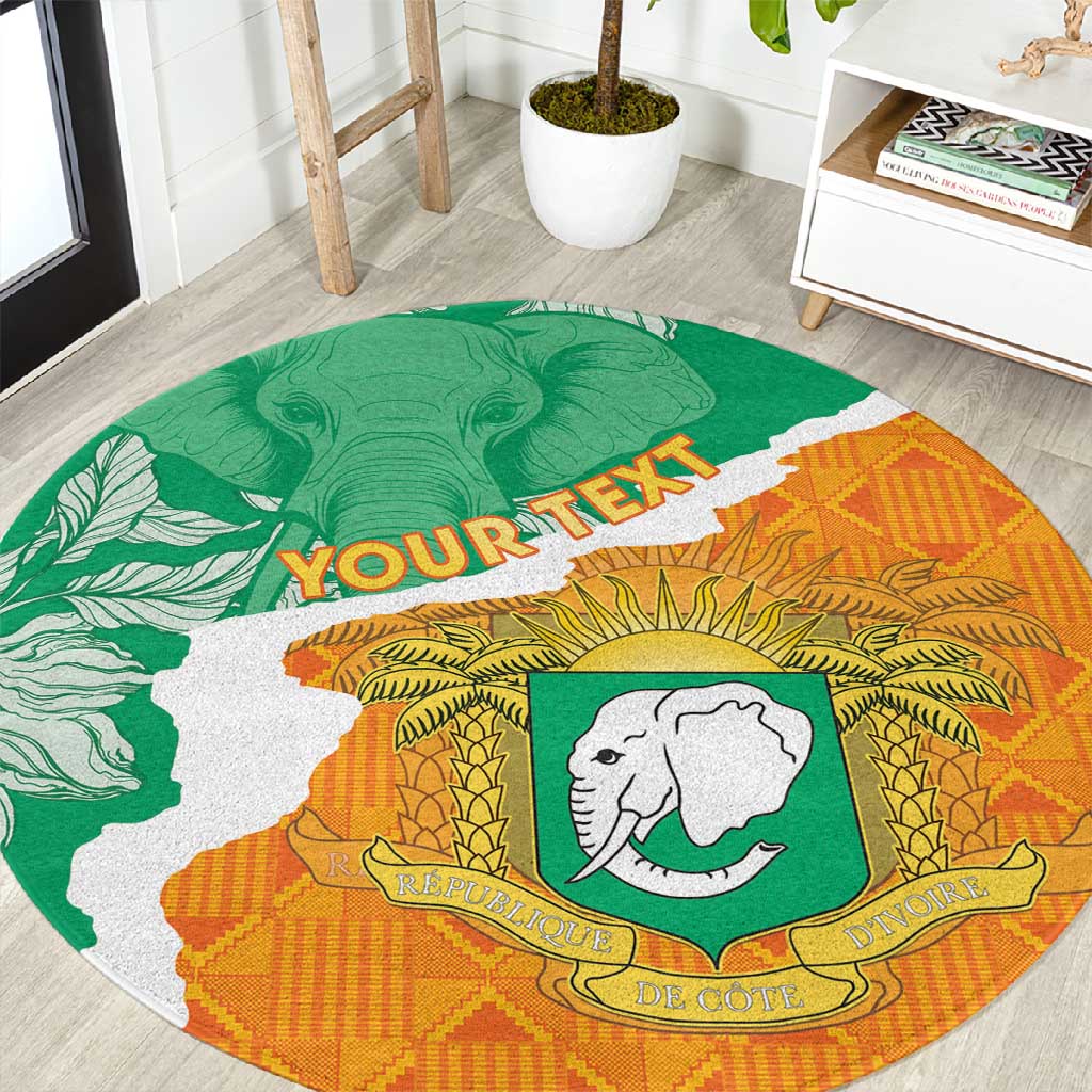 Personalized Afro Ivory Coast Round Carpet Coat Of Arms With Kente Pattern LT15