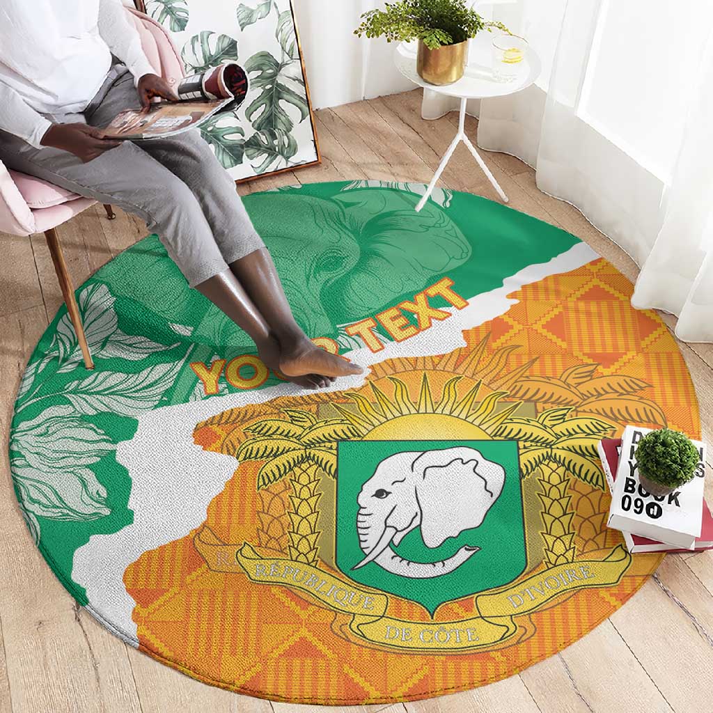 Personalized Afro Ivory Coast Round Carpet Coat Of Arms With Kente Pattern LT15