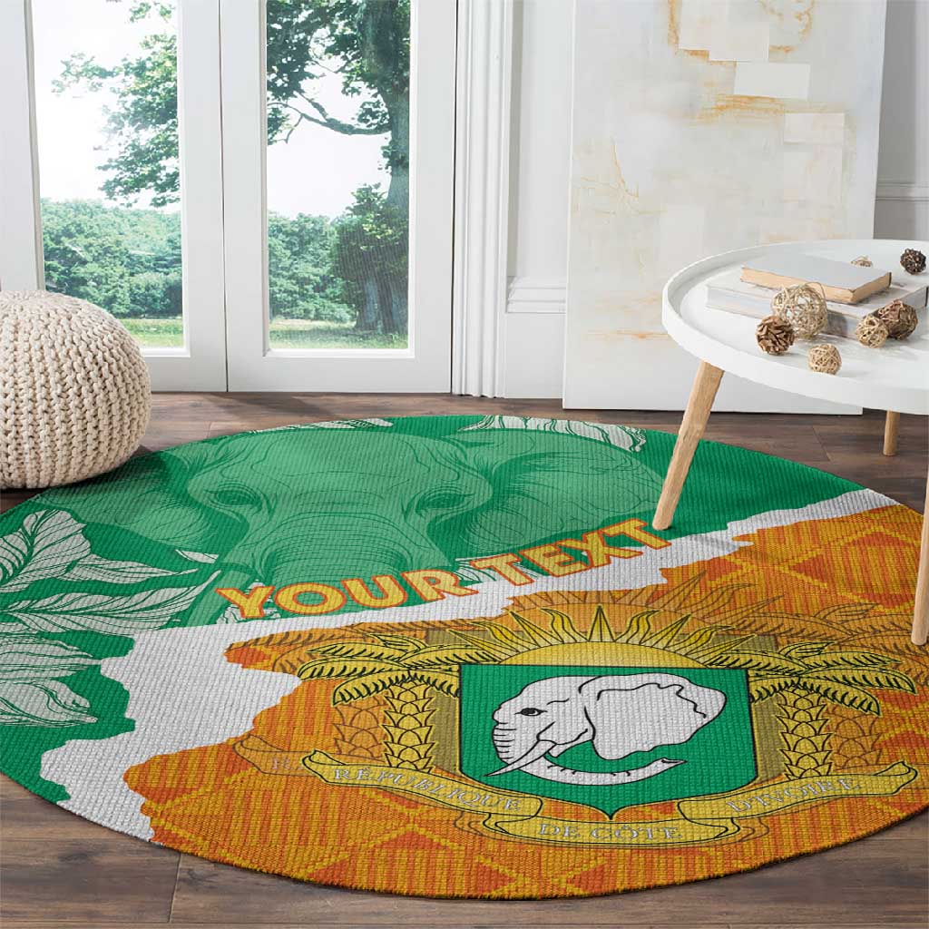 Personalized Afro Ivory Coast Round Carpet Coat Of Arms With Kente Pattern LT15