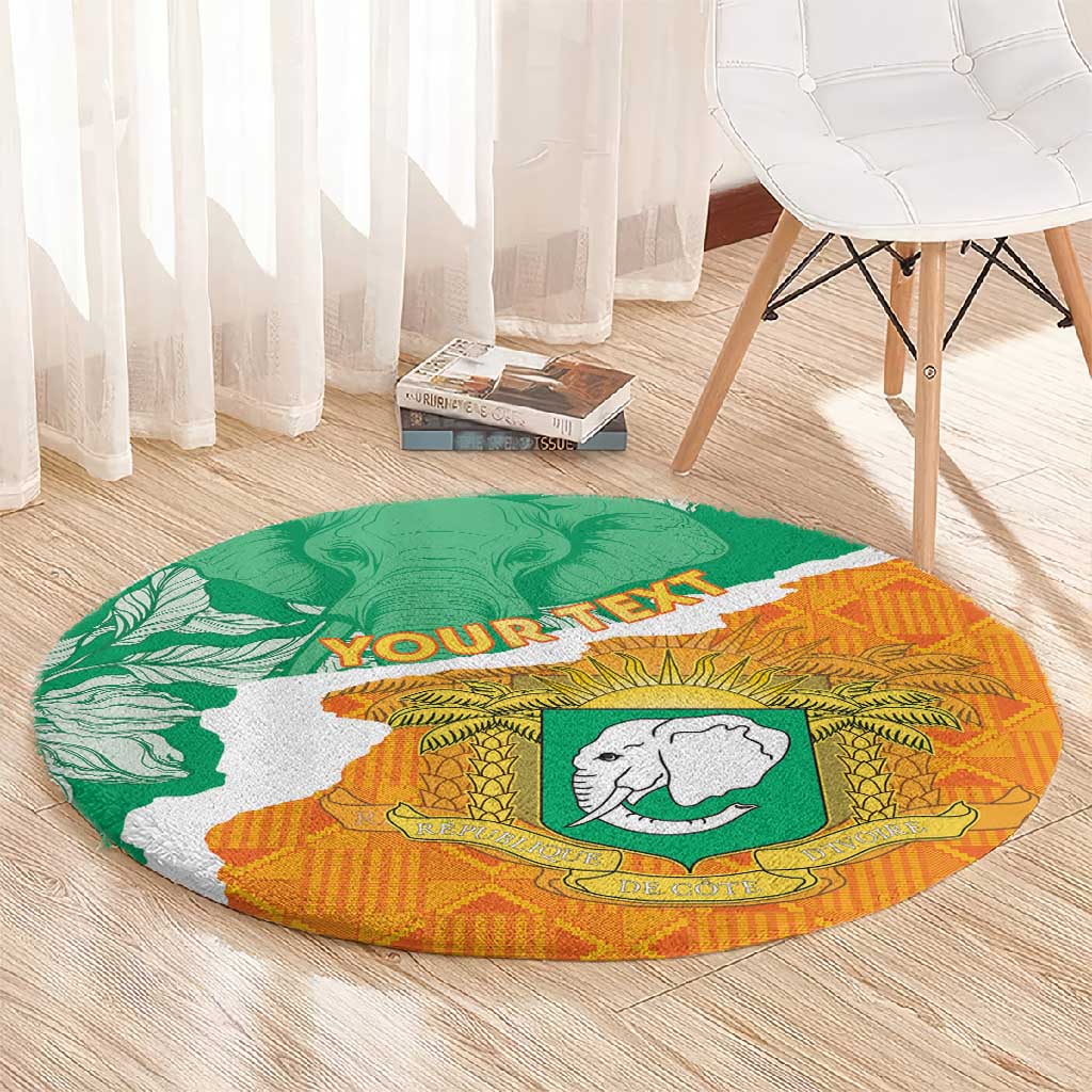 Personalized Afro Ivory Coast Round Carpet Coat Of Arms With Kente Pattern LT15