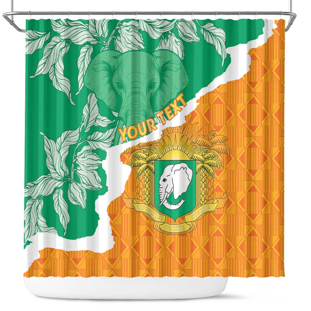 Personalised Ivory Coast Shower Curtain Elephant With Coat Of Arms LT15