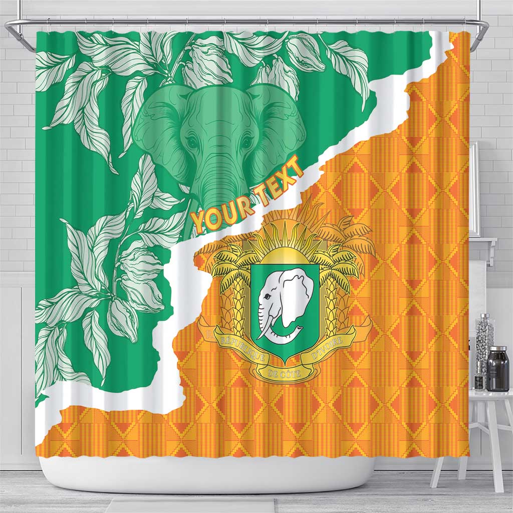 Personalised Ivory Coast Shower Curtain Elephant With Coat Of Arms LT15
