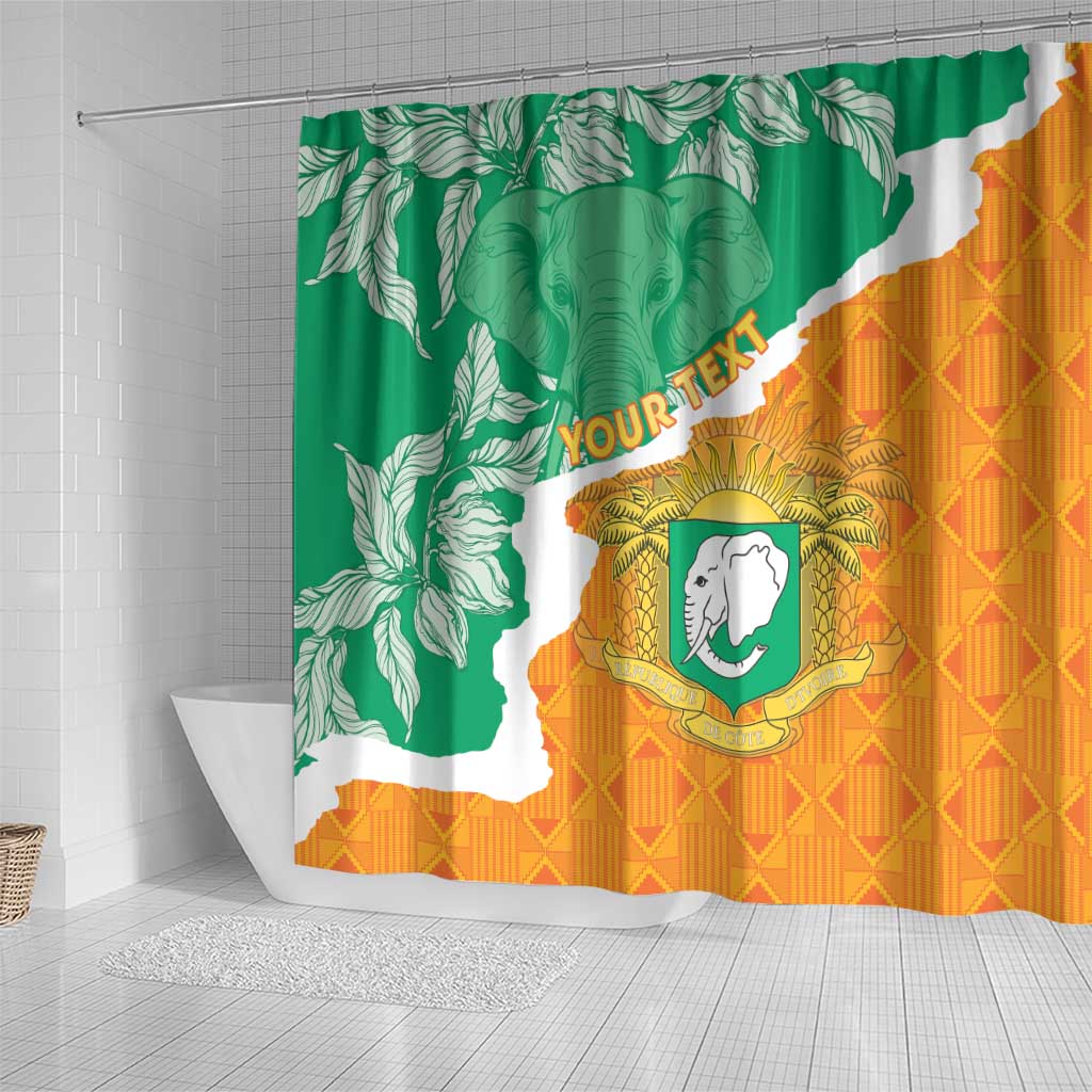 Personalised Ivory Coast Shower Curtain Elephant With Coat Of Arms LT15