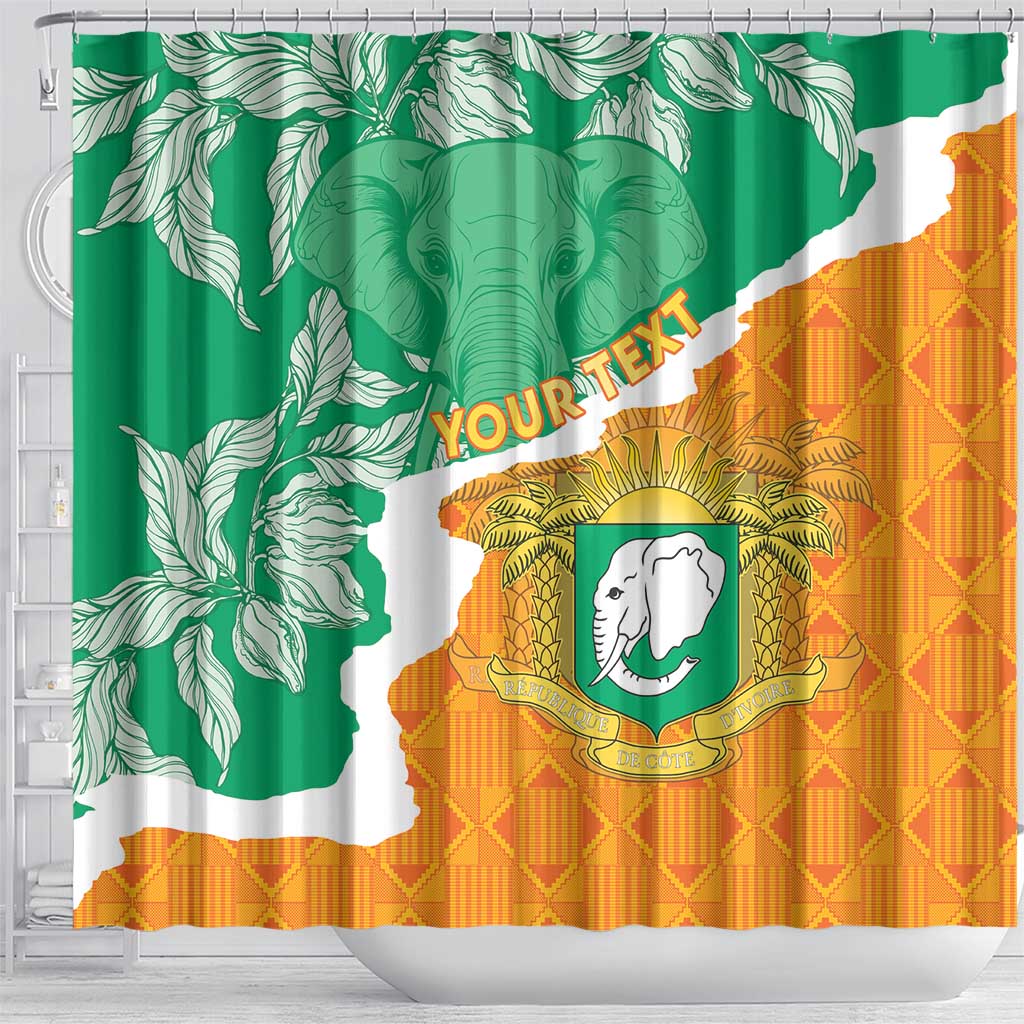 Personalised Ivory Coast Shower Curtain Elephant With Coat Of Arms LT15