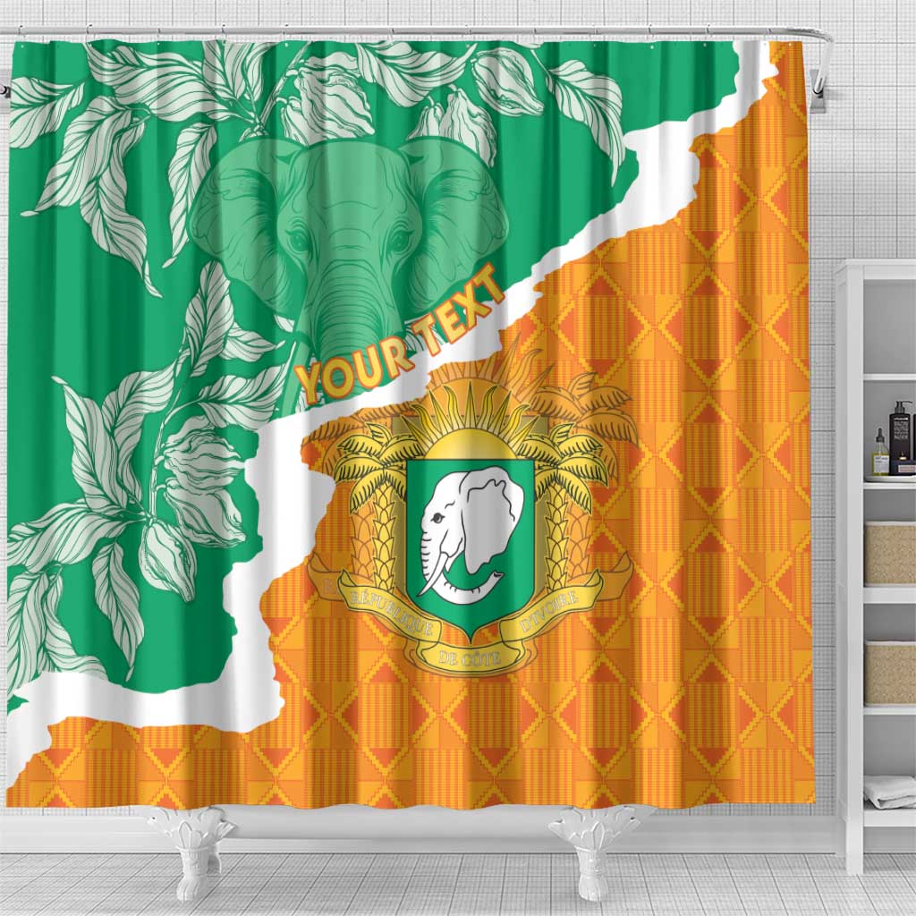 Personalised Ivory Coast Shower Curtain Elephant With Coat Of Arms LT15
