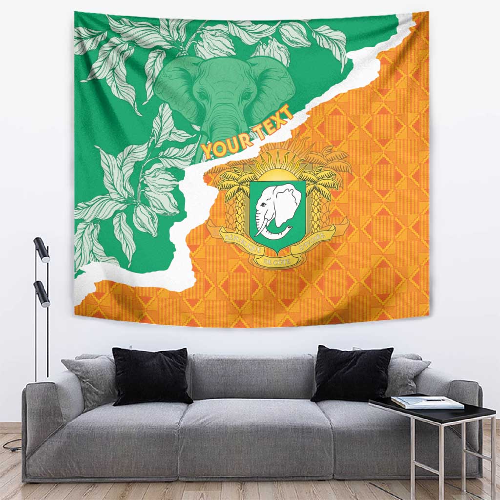 Personalized Afro Ivory Coast Tapestry Coat Of Arms With Kente Pattern LT15