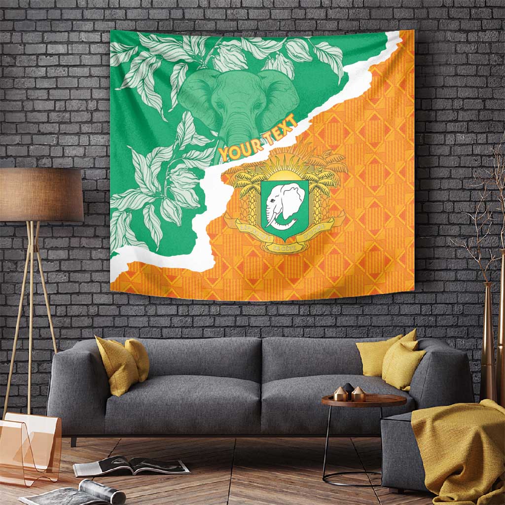Personalized Afro Ivory Coast Tapestry Coat Of Arms With Kente Pattern LT15