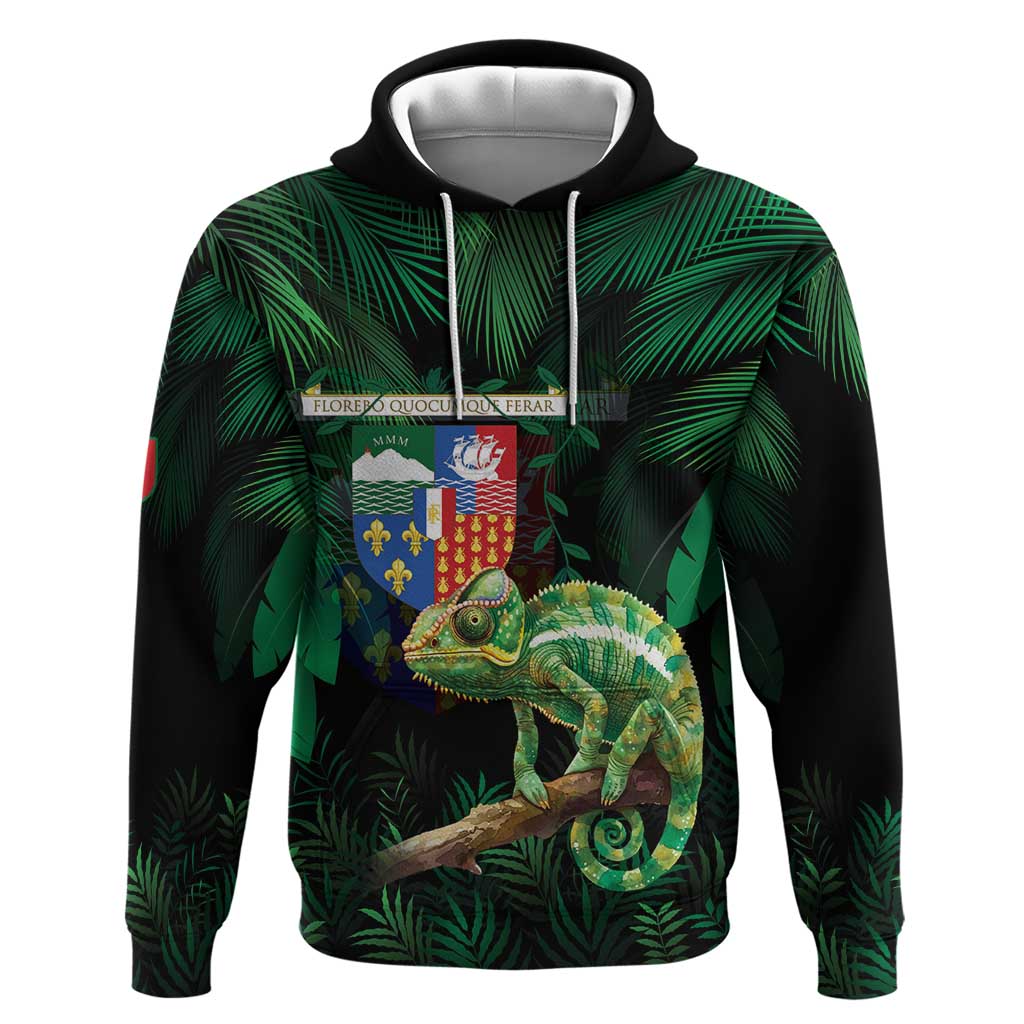 Reunion Island Hoodie Furcifer Pardalis With Coat Of Arms LT15