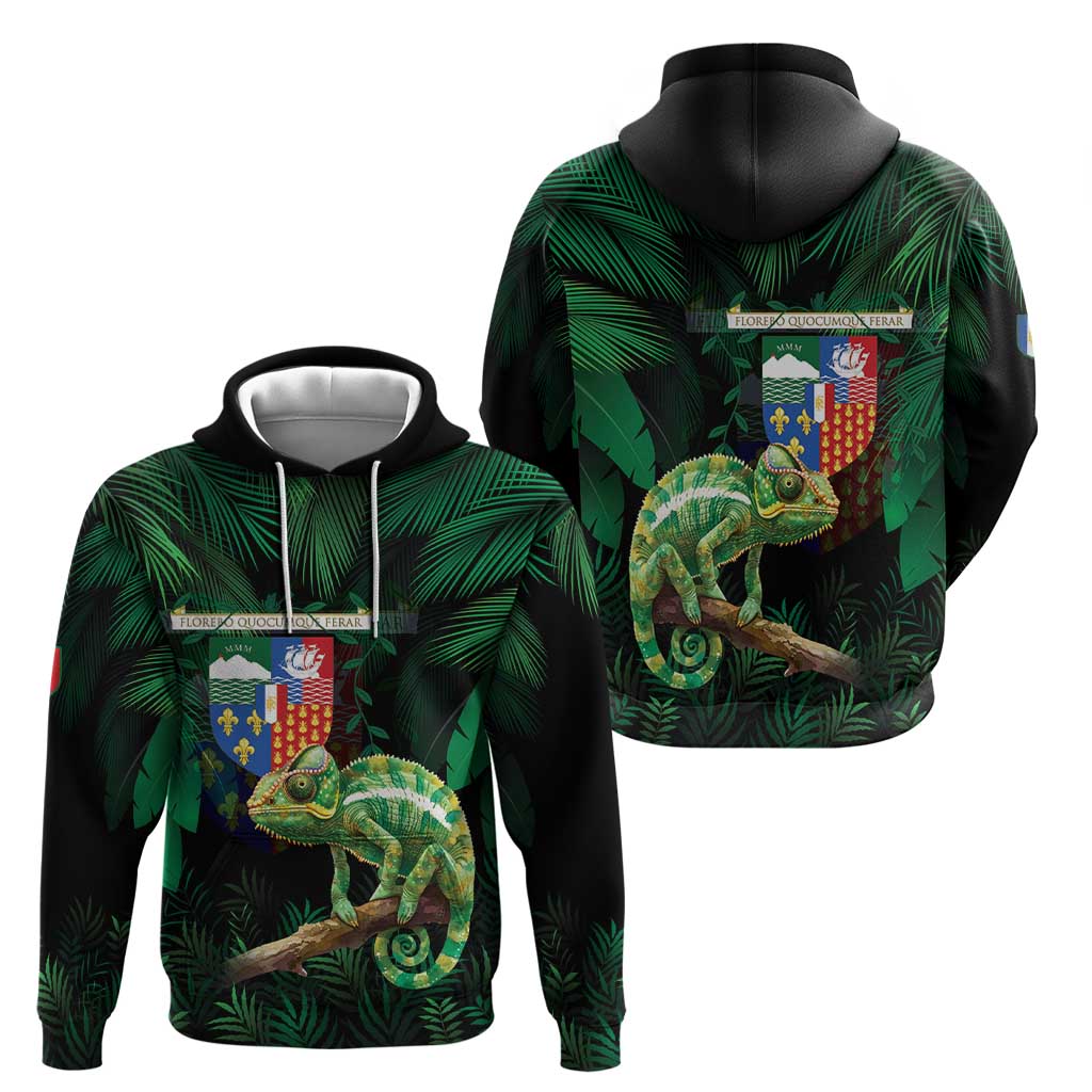 Reunion Island Hoodie Furcifer Pardalis With Coat Of Arms LT15