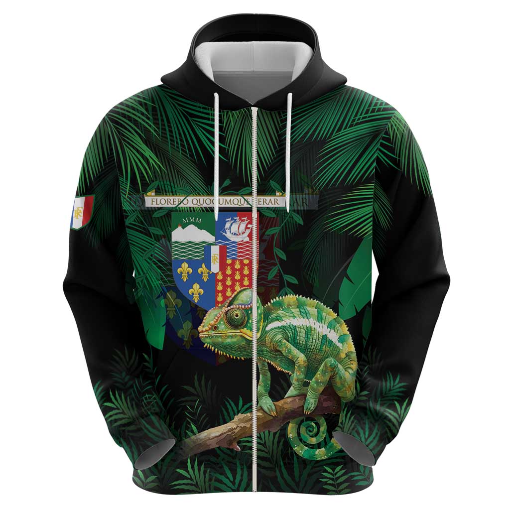 Reunion Island Hoodie Furcifer Pardalis With Coat Of Arms LT15