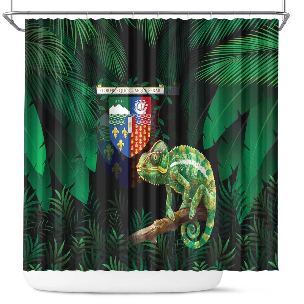 Reunion Island Shower Curtain Furcifer Pardalis With Coat Of Arms LT15