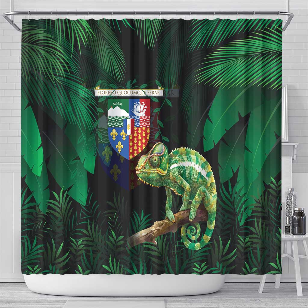 Reunion Island Shower Curtain Furcifer Pardalis With Coat Of Arms LT15